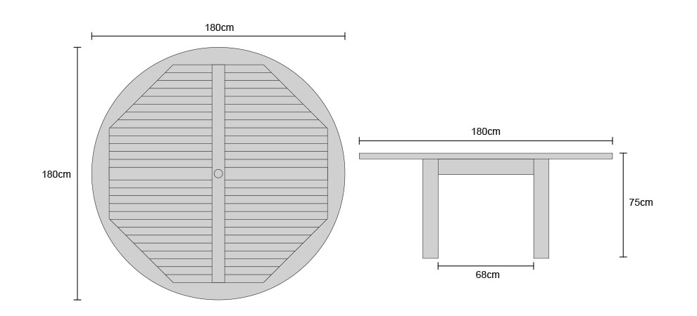 Titan Teak Round Table - Dimensions